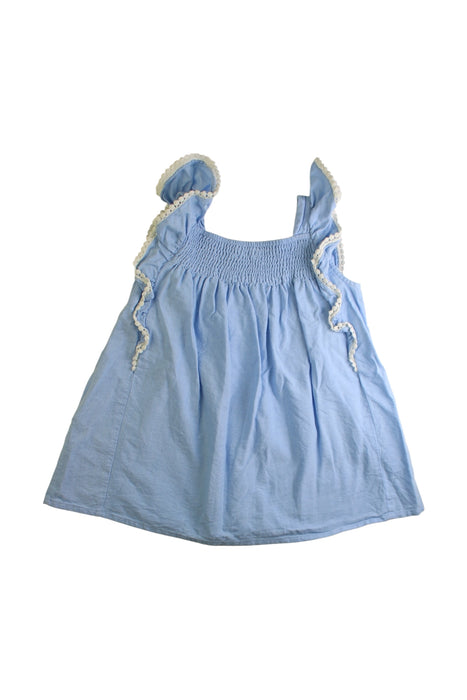 A Blue Sleeveless Dresses from Louise Misha in size 3T for girl. (Back View)