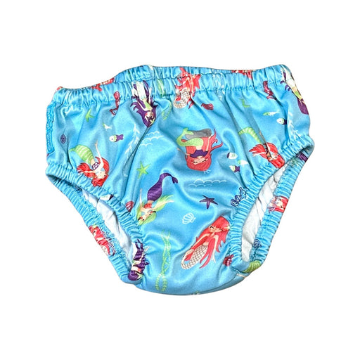 A Blue Swim Diapers from Charlie Banana in size 6-12M for girl. (Front View)