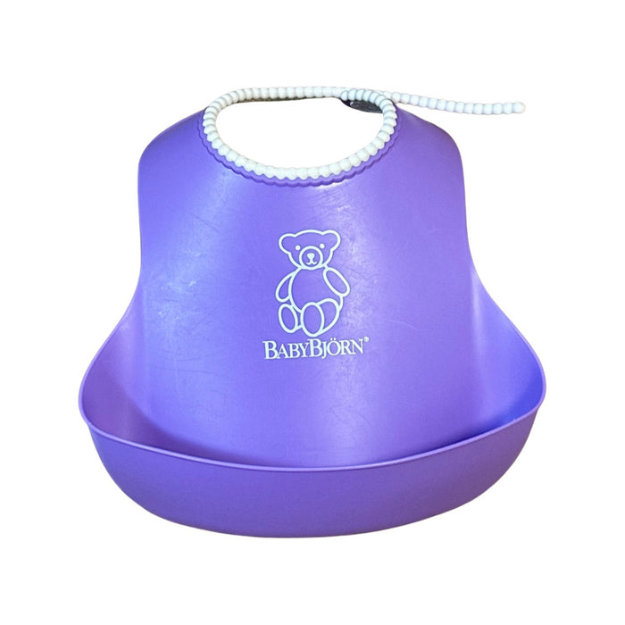 A Purple Bibs from BabyBjorn in size O/S for neutral. (Front View)
