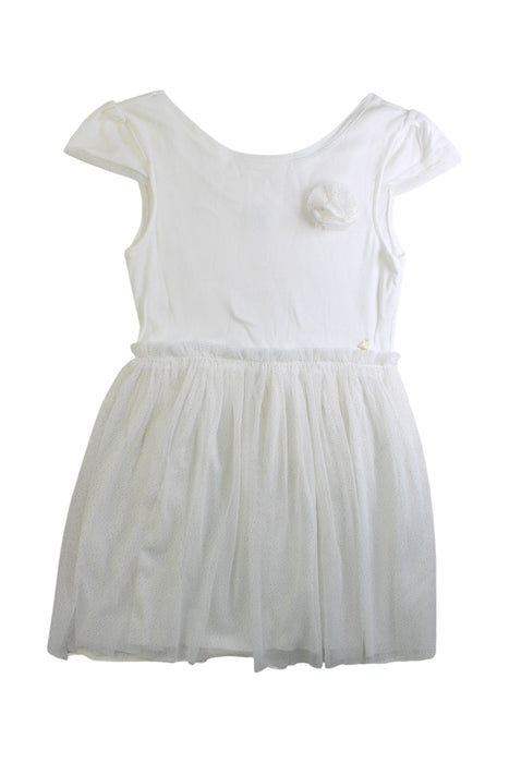 A White Sleeveless Dresses from Petit Bateau in size 8Y for girl. (Front View)