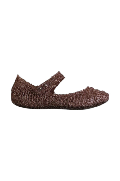 A Brown Flats from Mini Melissa in size 6T for girl. (Front View)