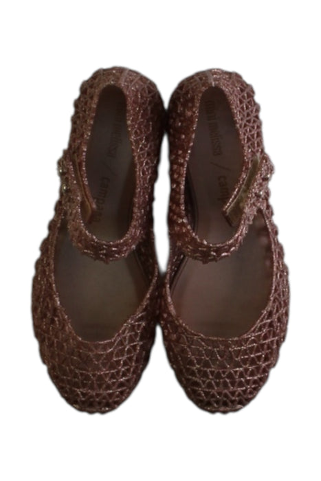 A Brown Flats from Mini Melissa in size 6T for girl. (Back View)