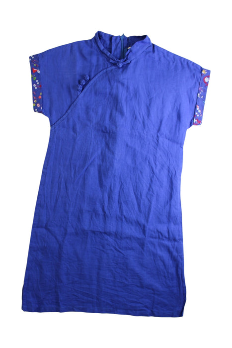 A Blue Short Sleeve Dresses from Chouchou Chic in size 7Y for girl. (Front View)