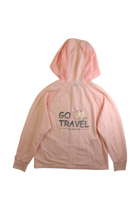 A Pink Zippered Sweatshirts from Les Enphants in size 7Y for girl. (Back View)