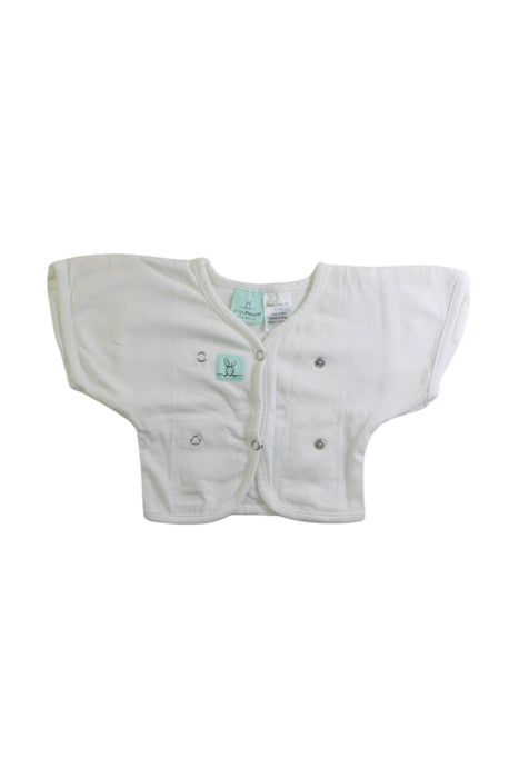 A White Sleepsacs from ErgoPouch in size 0-3M for neutral. (Front View)