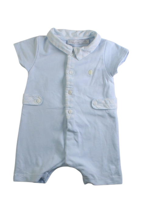 A Blue Short Sleeve Rompers from Patachou in size 3-6M for boy. (Front View)