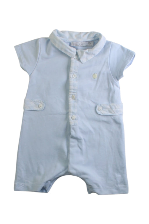A Blue Short Sleeve Rompers from Patachou in size 3-6M for boy. (Front View)
