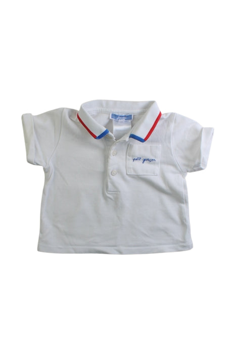 A White Short Sleeve Polos from Jacadi in size 3-6M for boy. (Front View)