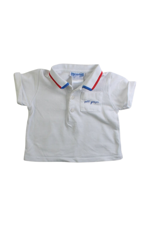 A White Short Sleeve Polos from Jacadi in size 3-6M for boy. (Front View)