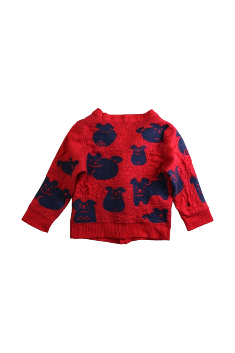A Red Cardigans from Momonittu in size 2T for neutral. (Back View)