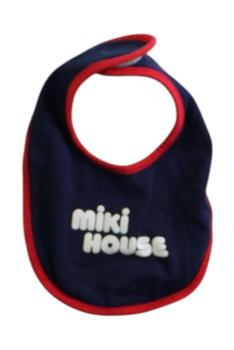 A Navy Bibs from Miki House in size 6-12M for boy. (Front View)