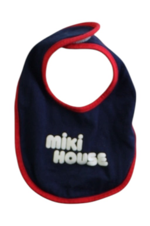 A Navy Bibs from Miki House in size 6-12M for boy. (Front View)