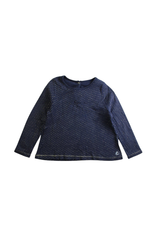 A Navy Long Sleeve Shirts from Petit Bateau in size 3T for girl. (Front View)