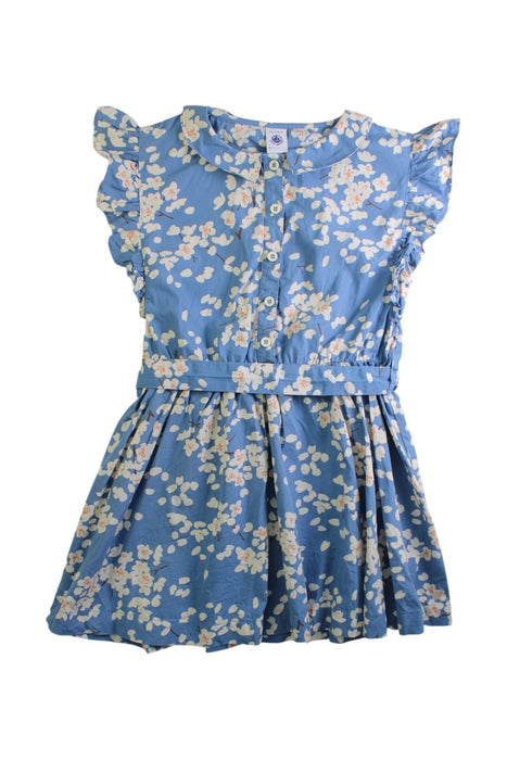 A Blue Sleeveless Dresses from Petit Bateau in size 8Y for girl. (Front View)