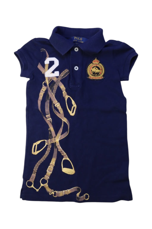 A Navy Short Sleeve Polos from Polo Ralph Lauren in size 2T for girl. (Front View)