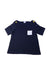 A Navy Short Sleeve Tops from Petit Bateau in size 6T for girl. (Front View)