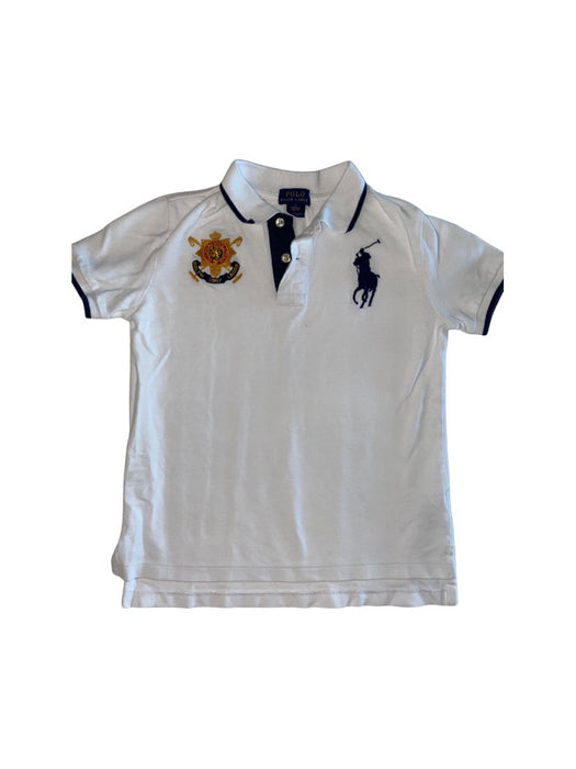 A White Short Sleeve Polos from Polo Ralph Lauren in size 7Y for boy. (Front View)