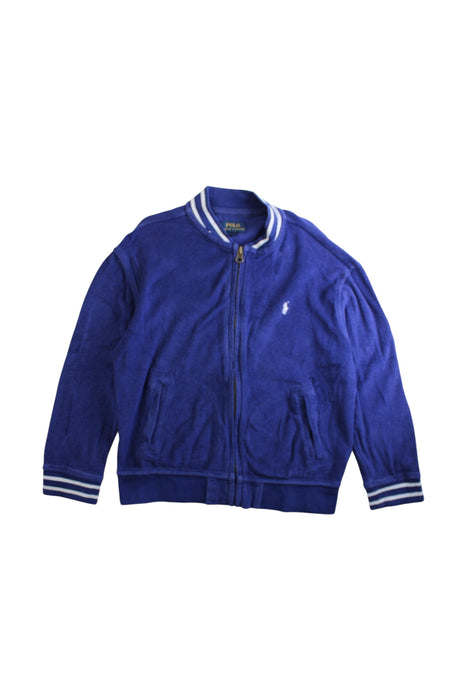 A Blue Zippered Sweatshirts from Polo Ralph Lauren in size 7Y for boy. (Front View)
