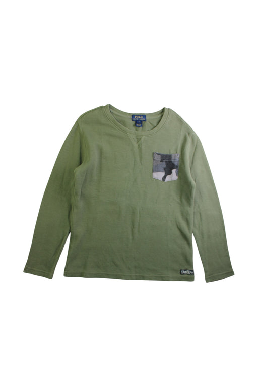 A Green Long Sleeve Tops from Polo Ralph Lauren in size 7Y for boy. (Front View)