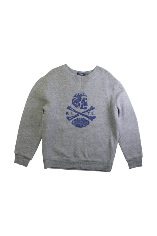 A Grey Crewneck Sweatshirts from Polo Ralph Lauren in size 7Y for boy. (Front View)