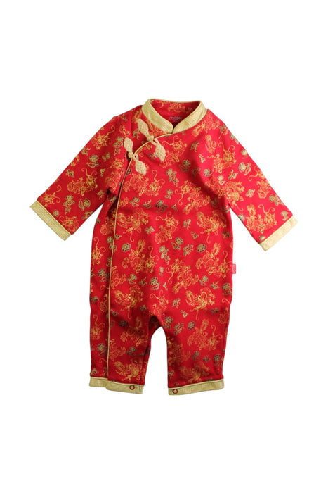 A Red Long Sleeve Jumpsuits from Mides in size 3-6M for boy. (Front View)