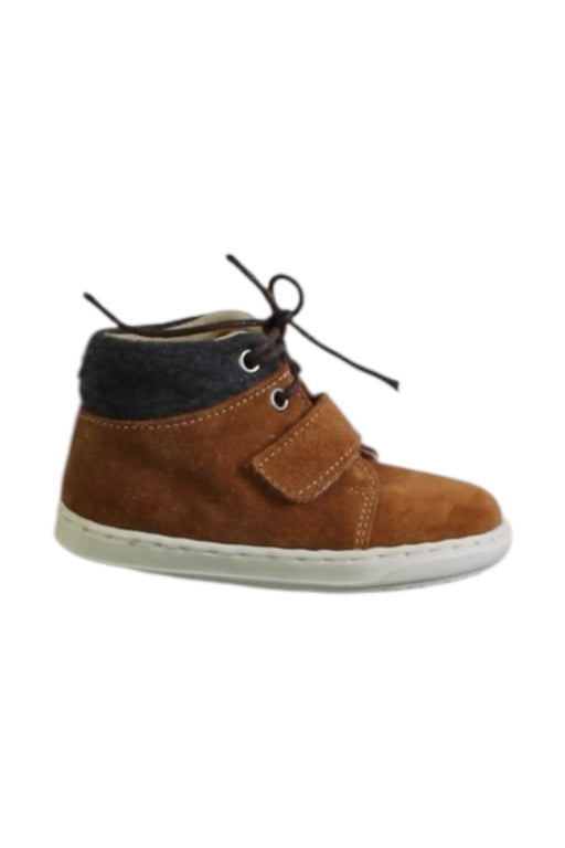 A Brown Booties from Jacadi in size 6-12M for boy. (Front View)