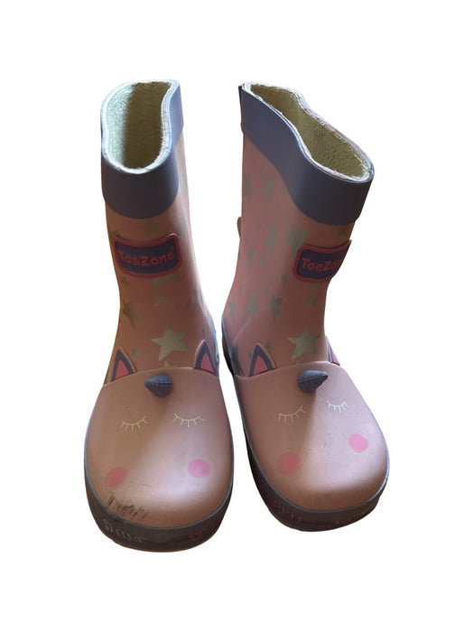 A Beige Rain Boots from ToeZone in size 18-24M for neutral. (Front View)