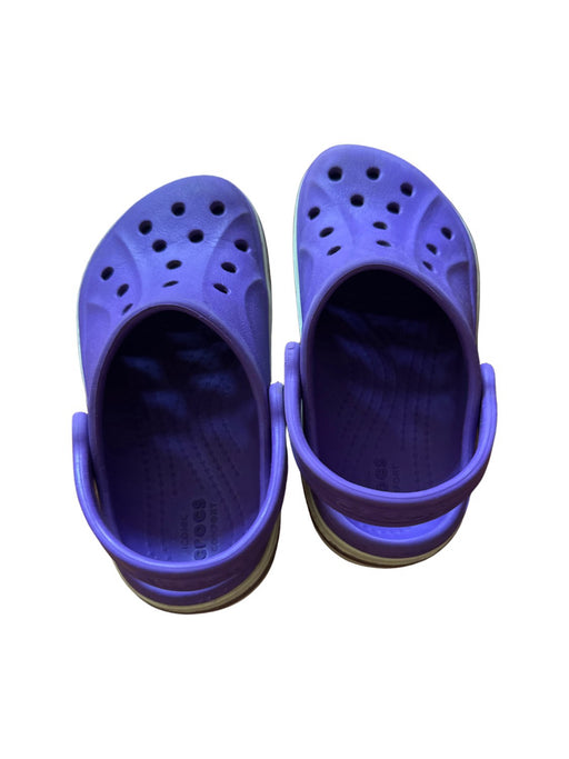 A Purple Slip Ons from Crocs in size 4T for neutral. (Front View)