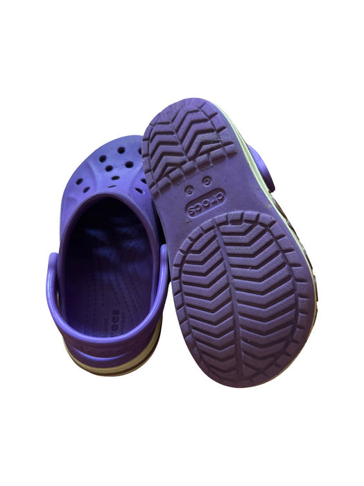 A Purple Slip Ons from Crocs in size 4T for neutral. (Back View)