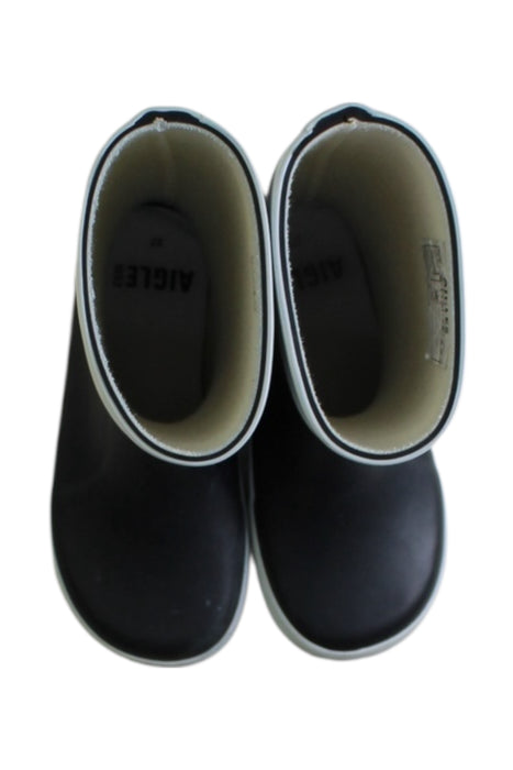 A Black Rain Boots from Aigle in size 4T for neutral. (Back View)