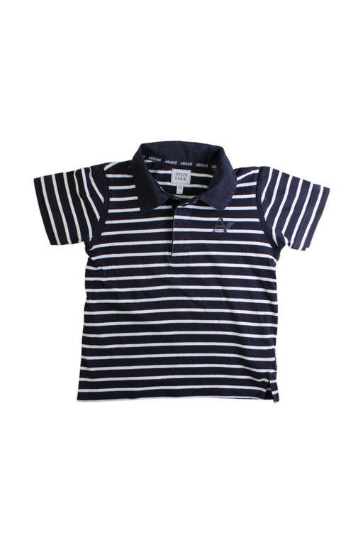 A Navy Short Sleeve Polos from Armani in size 6T for boy. (Front View)