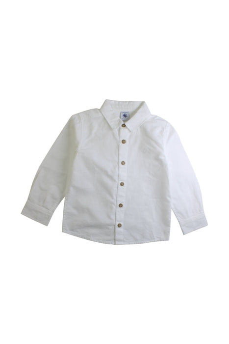 A White Long Sleeve Shirts from Petit Bateau in size 4T for boy. (Front View)