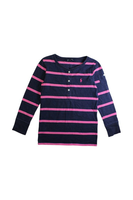 A Navy Long Sleeve Shirts from Ralph Lauren in size 10Y for girl. (Front View)