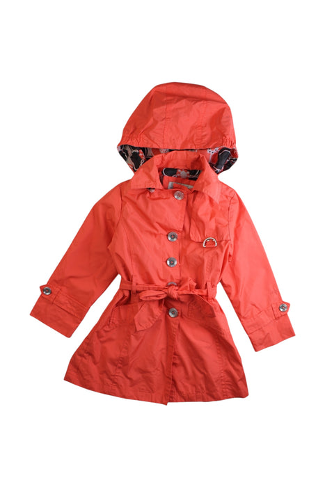 A Red Rain Jackets from London Fog in size 5T for girl. (Front View)