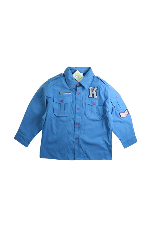 A Blue Long Sleeve Shirts from Kingkow in size 6T for boy. (Front View)