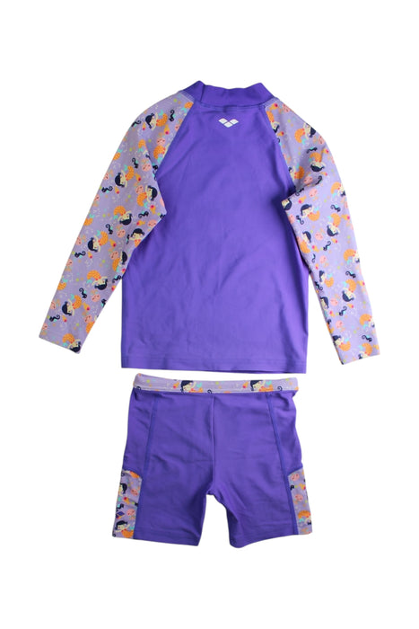 A Purple Rash Guards from Arena in size 4T for girl. (Back View)