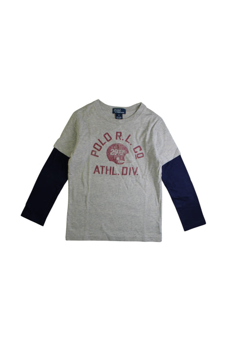 A Grey Long Sleeve T Shirts from Polo Ralph Lauren in size 6T for boy. (Front View)