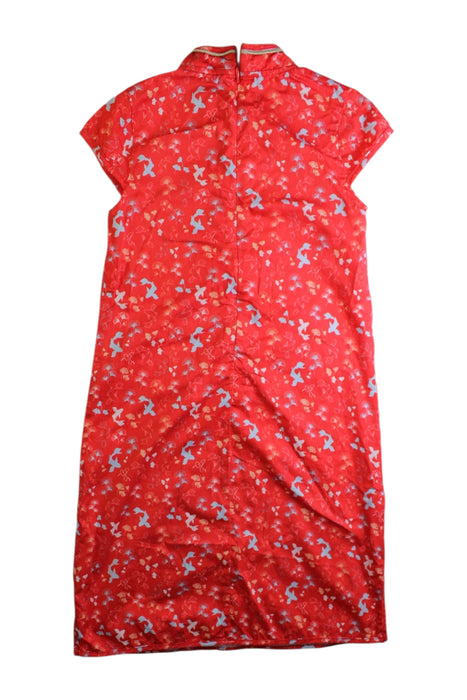 A Red Sleeveless Dresses from Elly in size 6T for girl. (Back View)