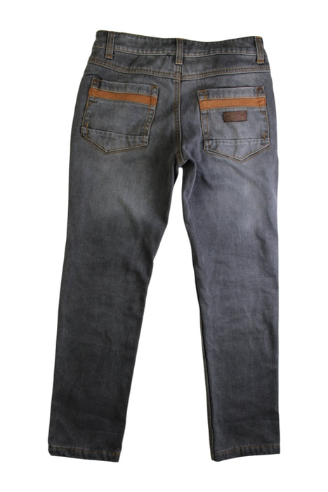 A Grey Jeans from Chickeeduck in size 7Y for boy. (Back View)