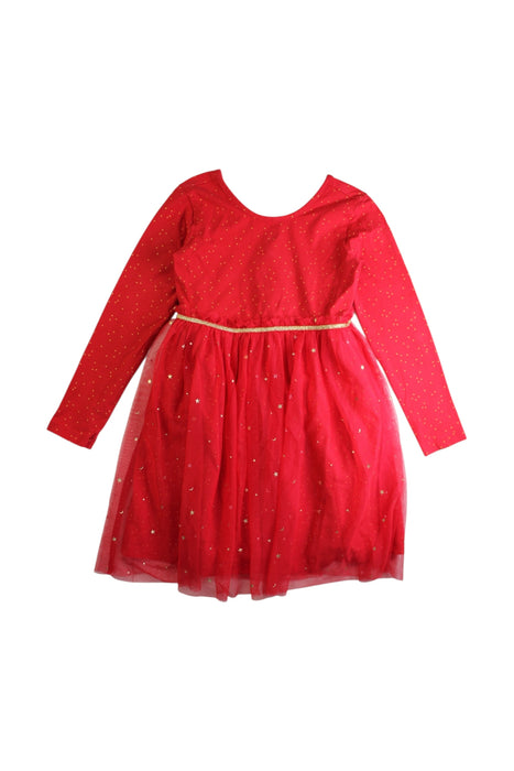 A Red Long Sleeve Dresses from Hanna Andersson in size 6T for girl. (Front View)