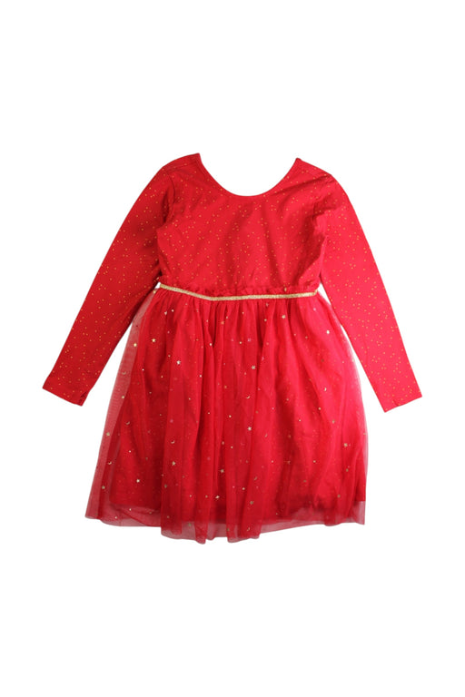 A Red Long Sleeve Dresses from Hanna Andersson in size 6T for girl. (Front View)