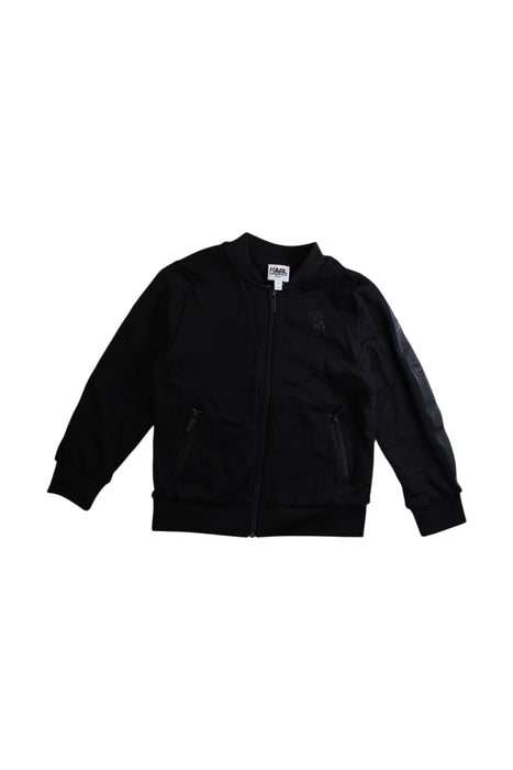 A Black Zippered Sweatshirts from Karl Lagerfeld in size 6T for boy. (Front View)