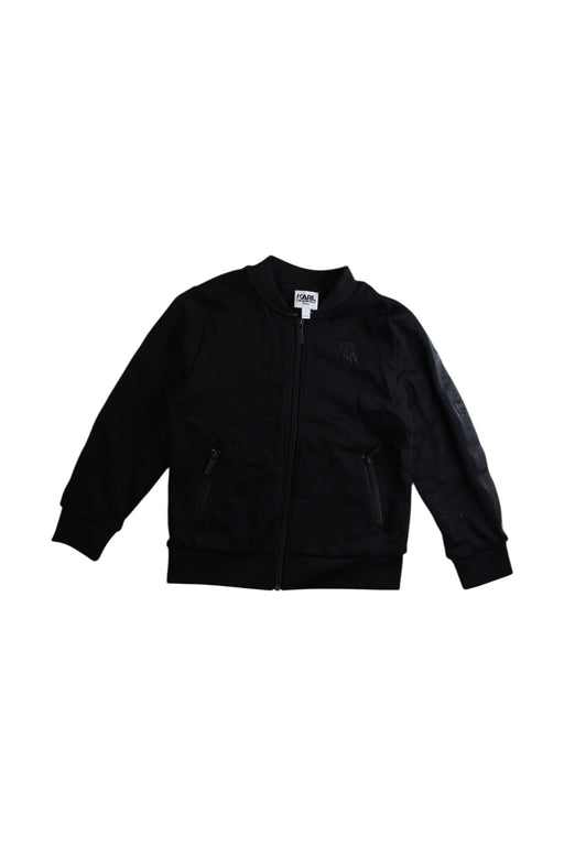 A Black Zippered Sweatshirts from Karl Lagerfeld in size 6T for boy. (Front View)