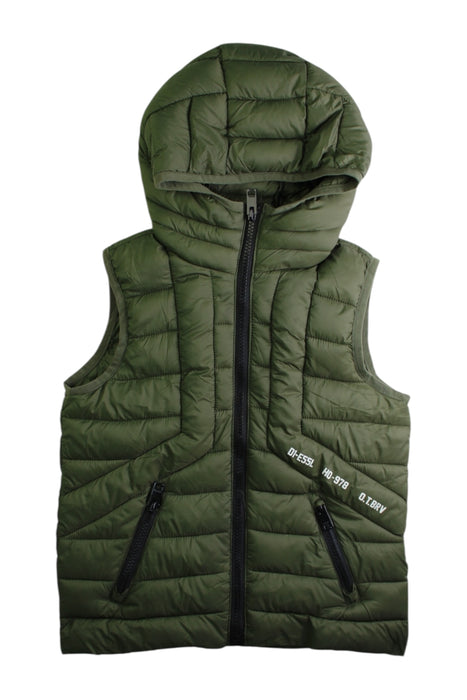 A Green Outerwear Vests from Diesel in size 6T for boy. (Front View)