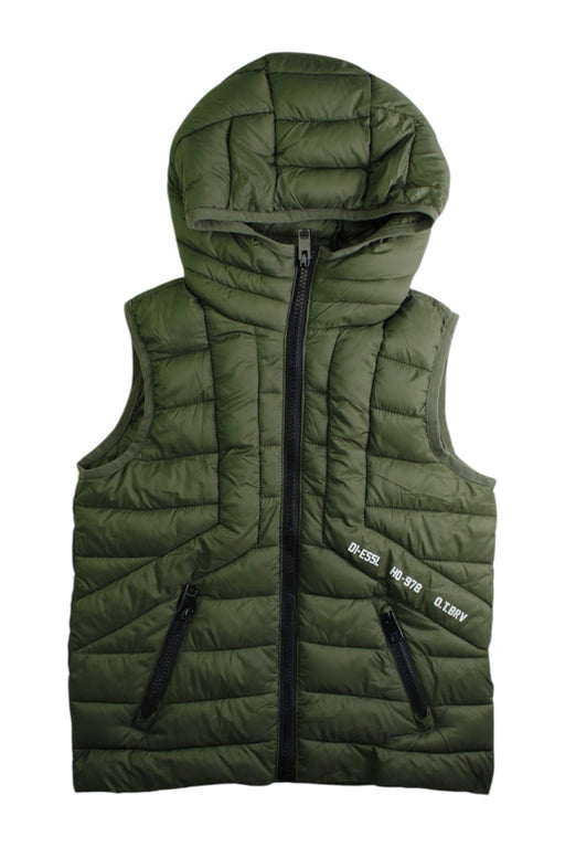 A Green Outerwear Vests from Diesel in size 6T for boy. (Front View)