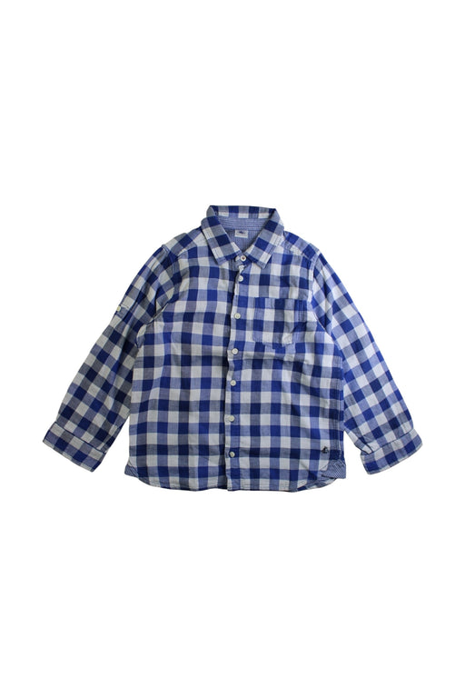 A Blue Long Sleeve Shirts from Petit Bateau in size 8Y for boy. (Front View)