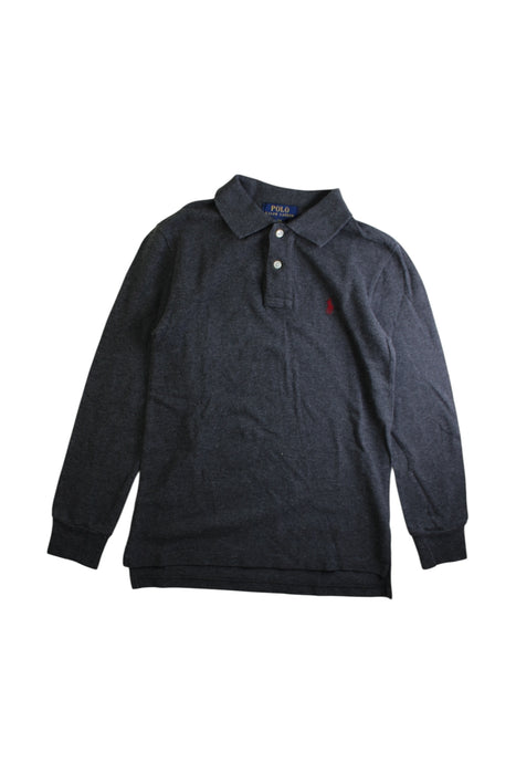 A Grey Long Sleeve Polos from Polo Ralph Lauren in size 8Y for boy. (Front View)