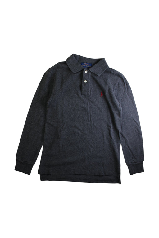 A Grey Long Sleeve Polos from Polo Ralph Lauren in size 8Y for boy. (Front View)