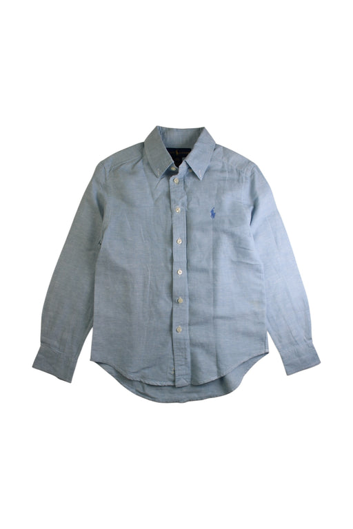 A Blue Long Sleeve Shirts from Ralph Lauren in size 8Y for boy. (Front View)