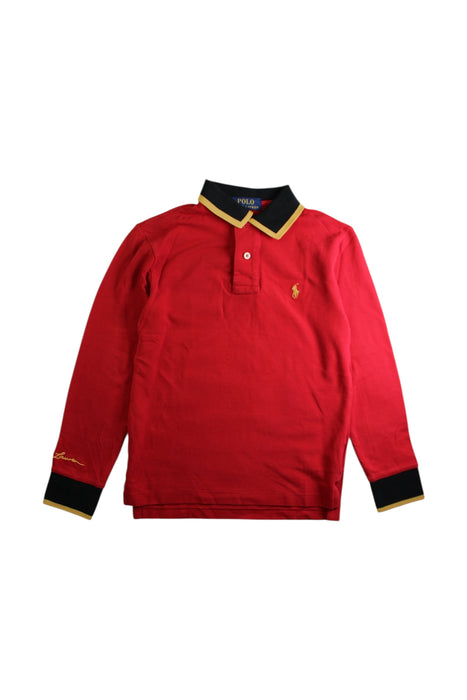 A Red Long Sleeve Polos from Polo Ralph Lauren in size 8Y for boy. (Front View)